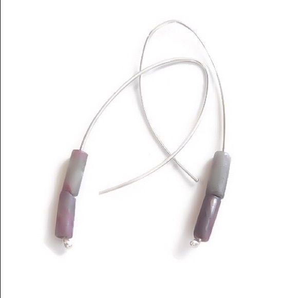 925 sterling silver rhodonite gemstone earrings - Picture 3 of 8